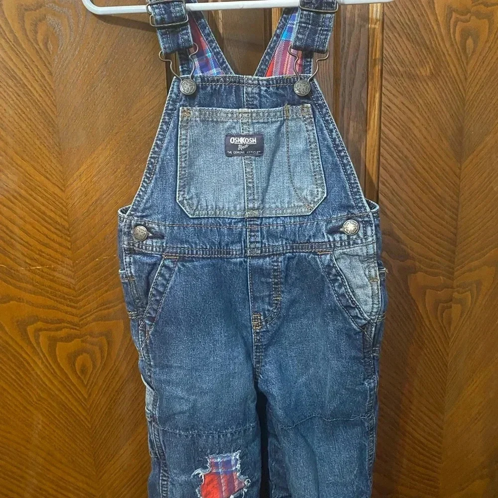 Oshkosh B'gosh Plaid Lined Denim Overalls
